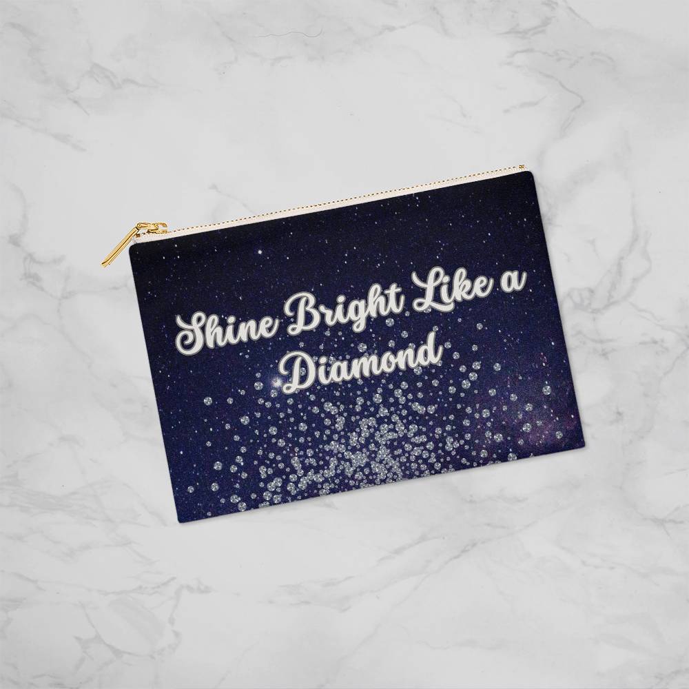 Shine Bright Like a Diamond Fabric Zippered Pouch Small