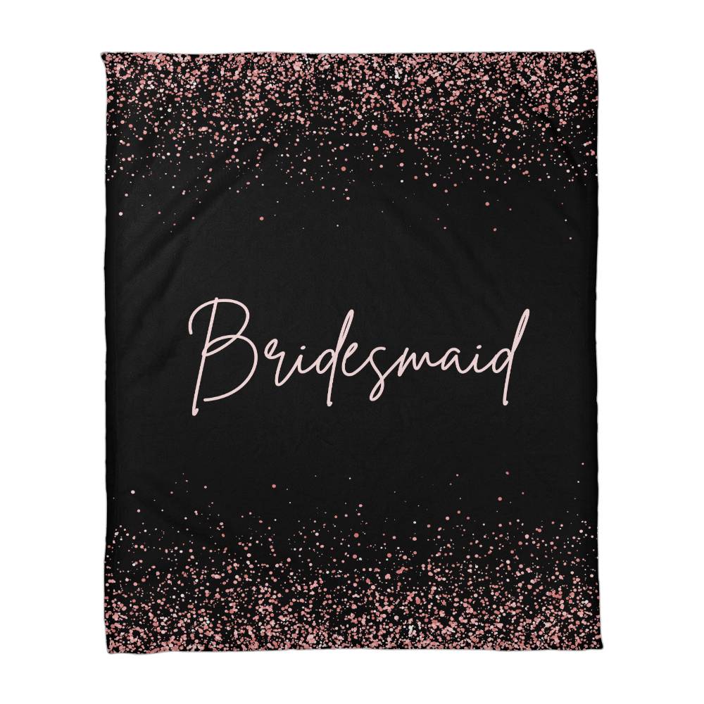 Bridesmaid Fleece Blanket-Light Pink Lettering