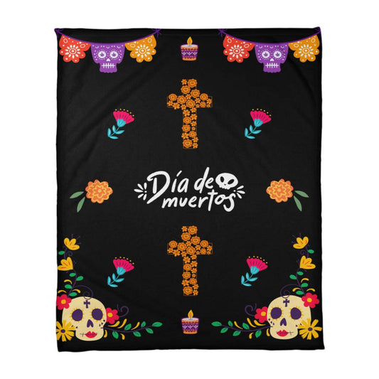 Dia de Muertos Sugar Skull & Cross Fleece Blanket