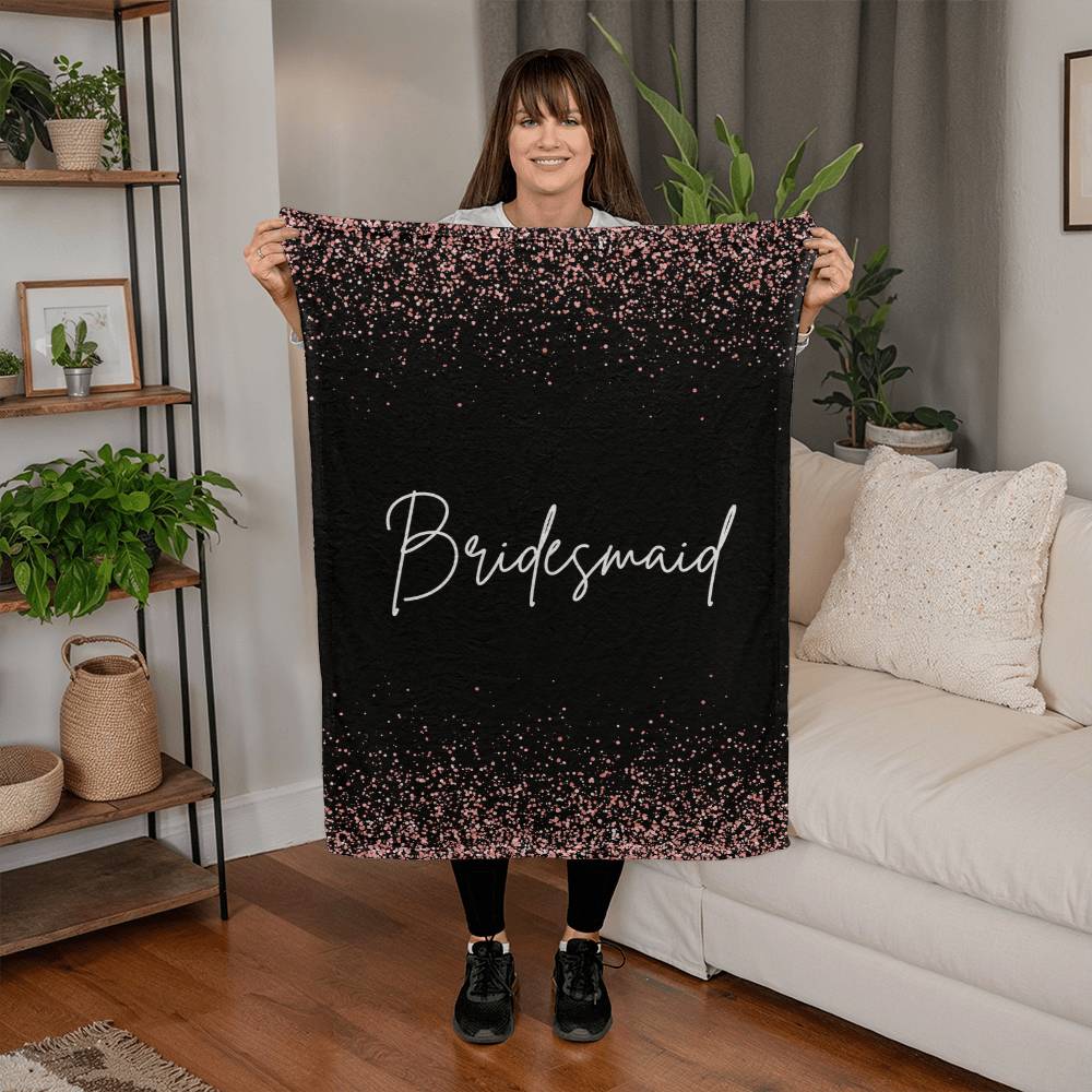 Bridesmaid Fleece Blanket-White Lettering