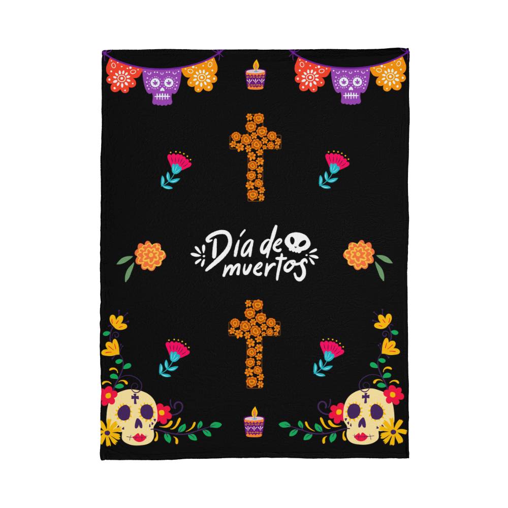 Dia de Muertos Sugar Skull & Cross Fleece Blanket