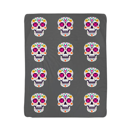 Sugar Skull Sherpa Fleece Blanket