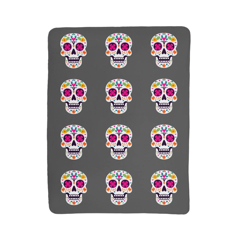 Sugar Skull Sherpa Fleece Blanket