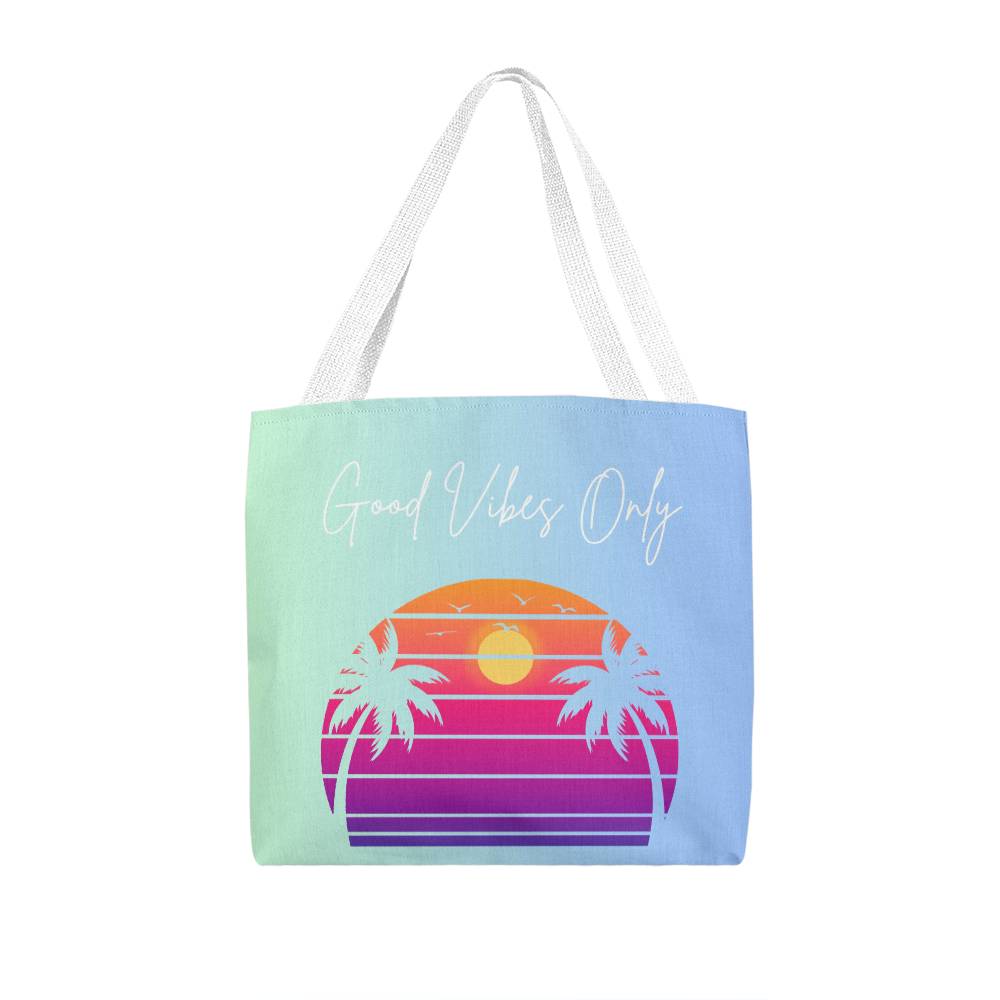 Good Vibes Only Tote Bag-White Lettering