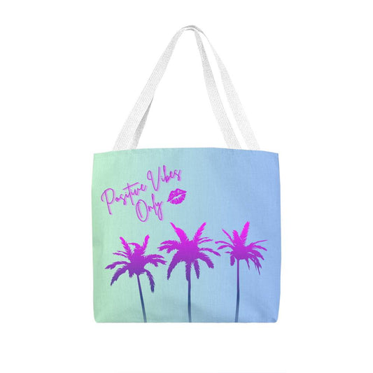 Positive Vibes Only Purple Palm Tote