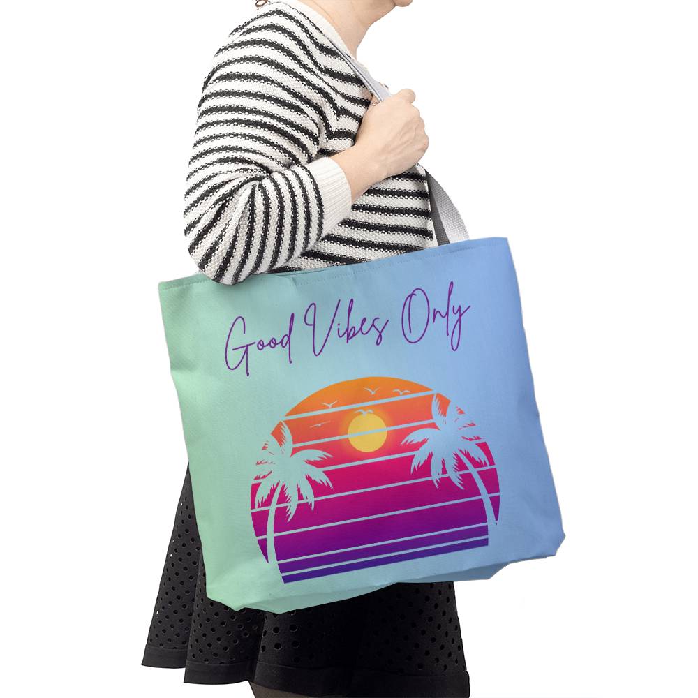 Good Vibes Only Tote Bag-Deep Purple Lettering