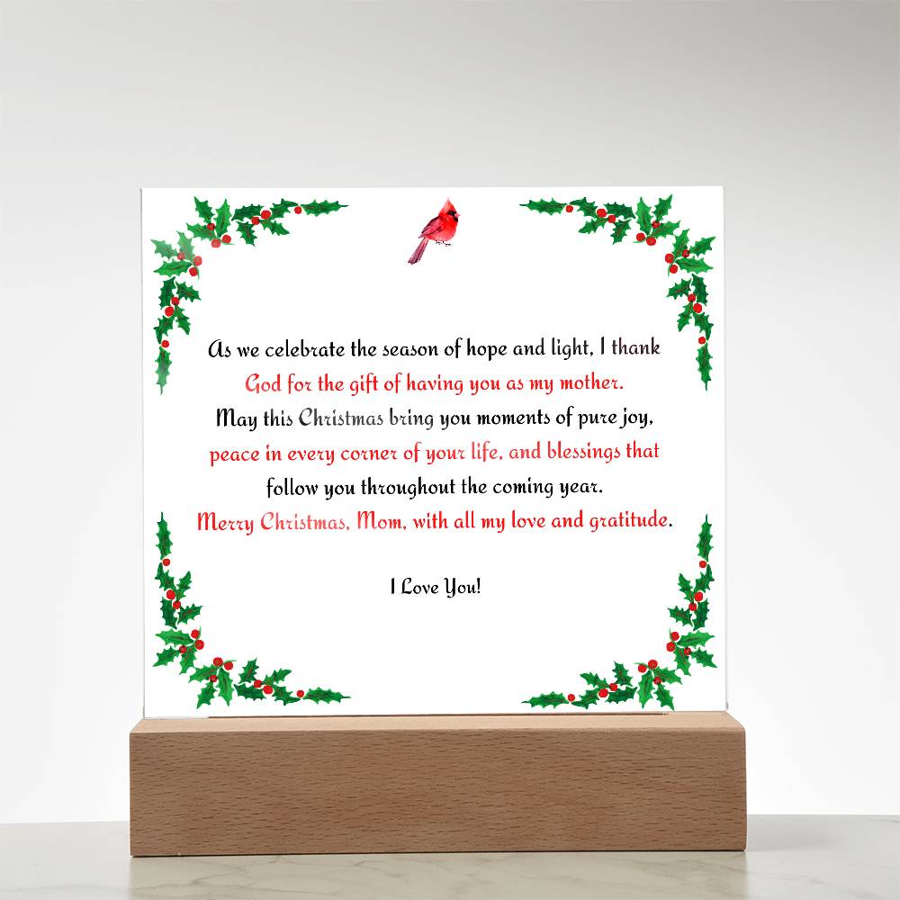 Christmas Blessing for Mother Acrylic Square Plaque