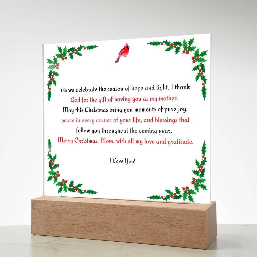 Christmas Blessing for Mother Acrylic Square Plaque