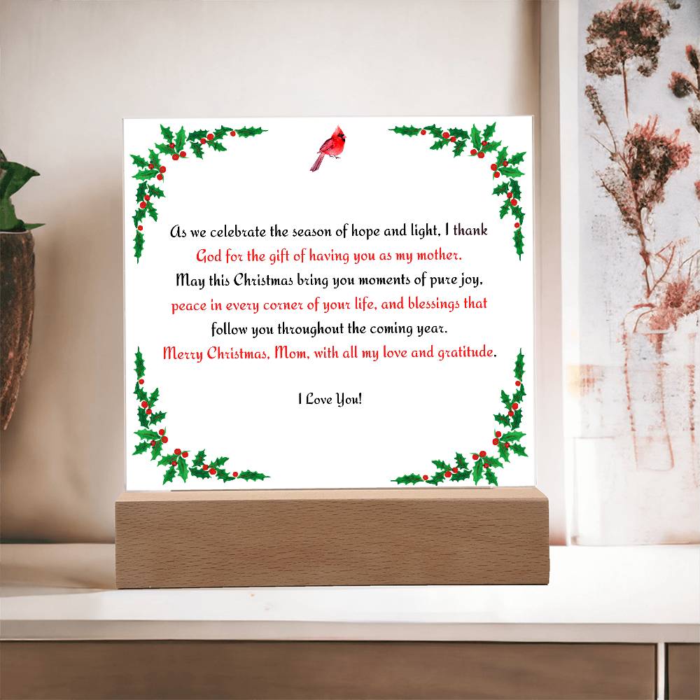 Christmas Blessing for Mother Acrylic Square Plaque