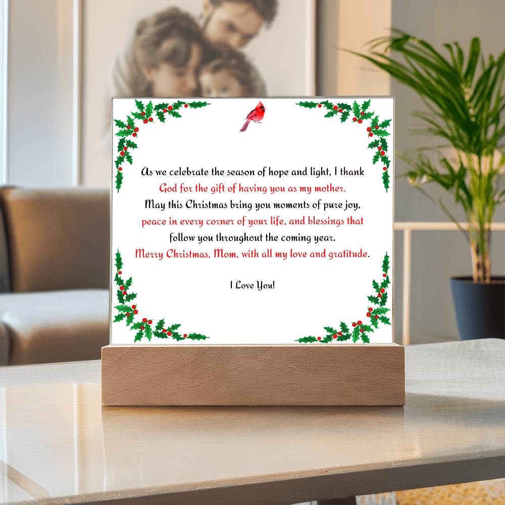 Christmas Blessing for Mother Acrylic Square Plaque