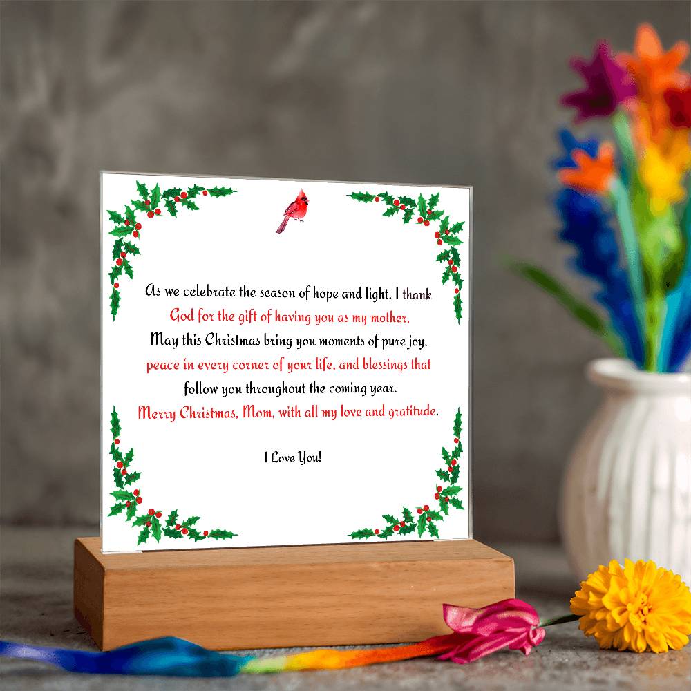 Christmas Blessing for Mother Acrylic Square Plaque