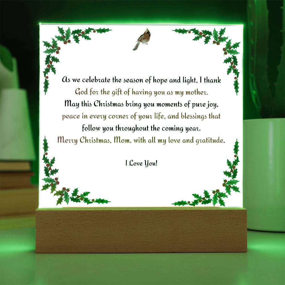 Christmas Blessing for Mother Acrylic Square Plaque