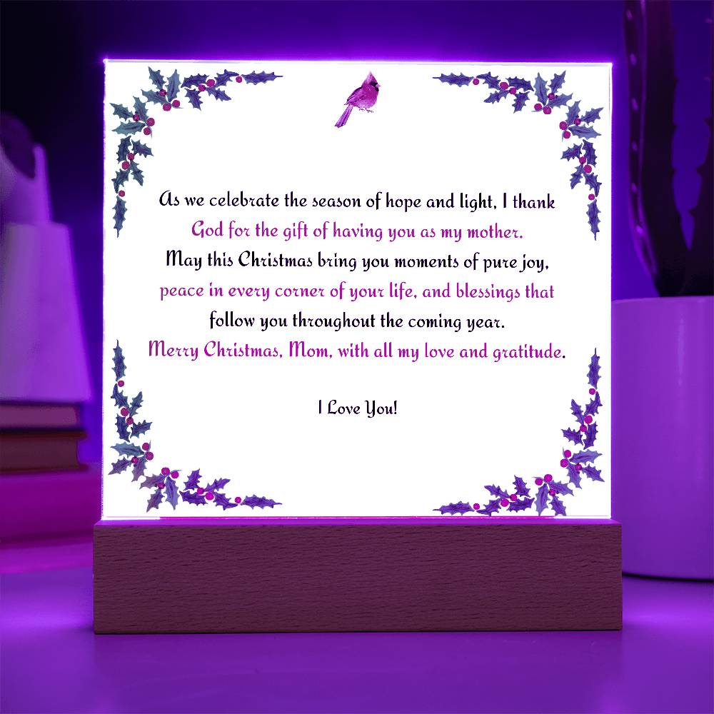 Christmas Blessing for Mother Acrylic Square Plaque