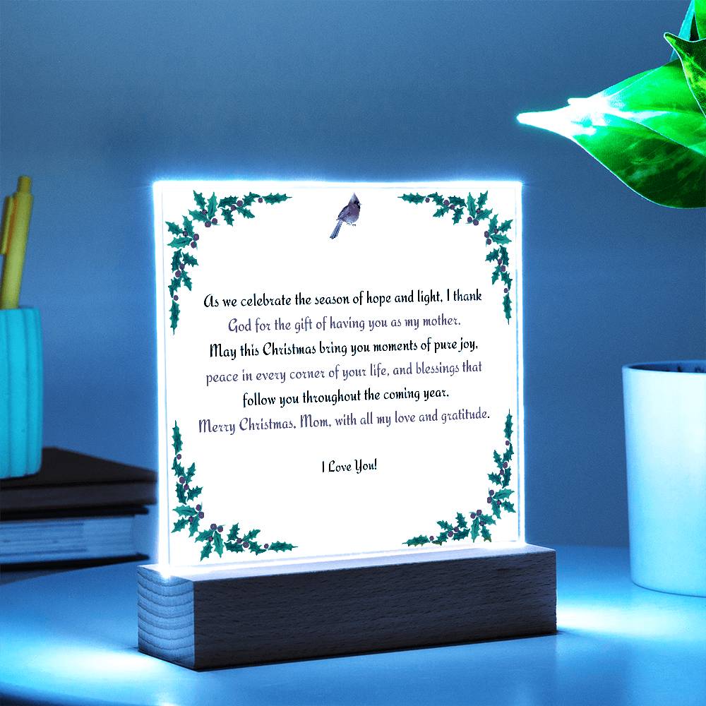 Christmas Blessing for Mother Acrylic Square Plaque