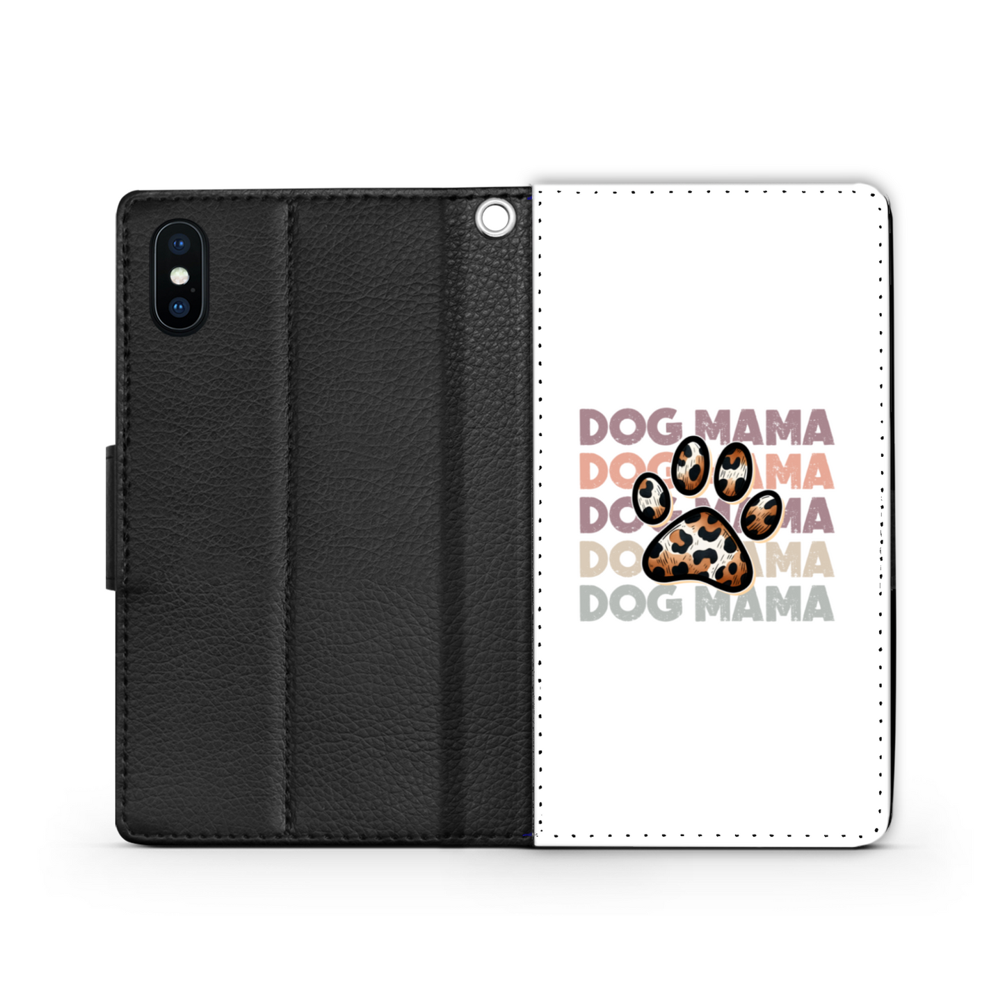 Dog Mama Paw Print Faux Leather Wallet Phone Case-White