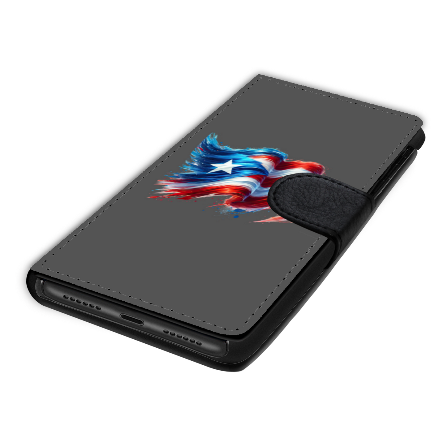 Puerto Rican Wave Flag Faux Leather Wallet Phone Case - Dark Gray