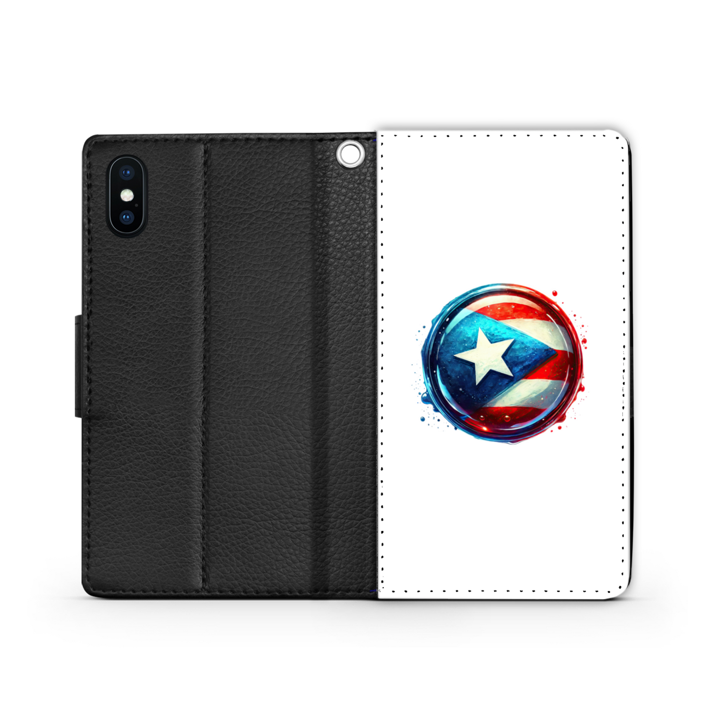 Puerto Rico Flag Seal Faux Leather Wallet Phone Case - White