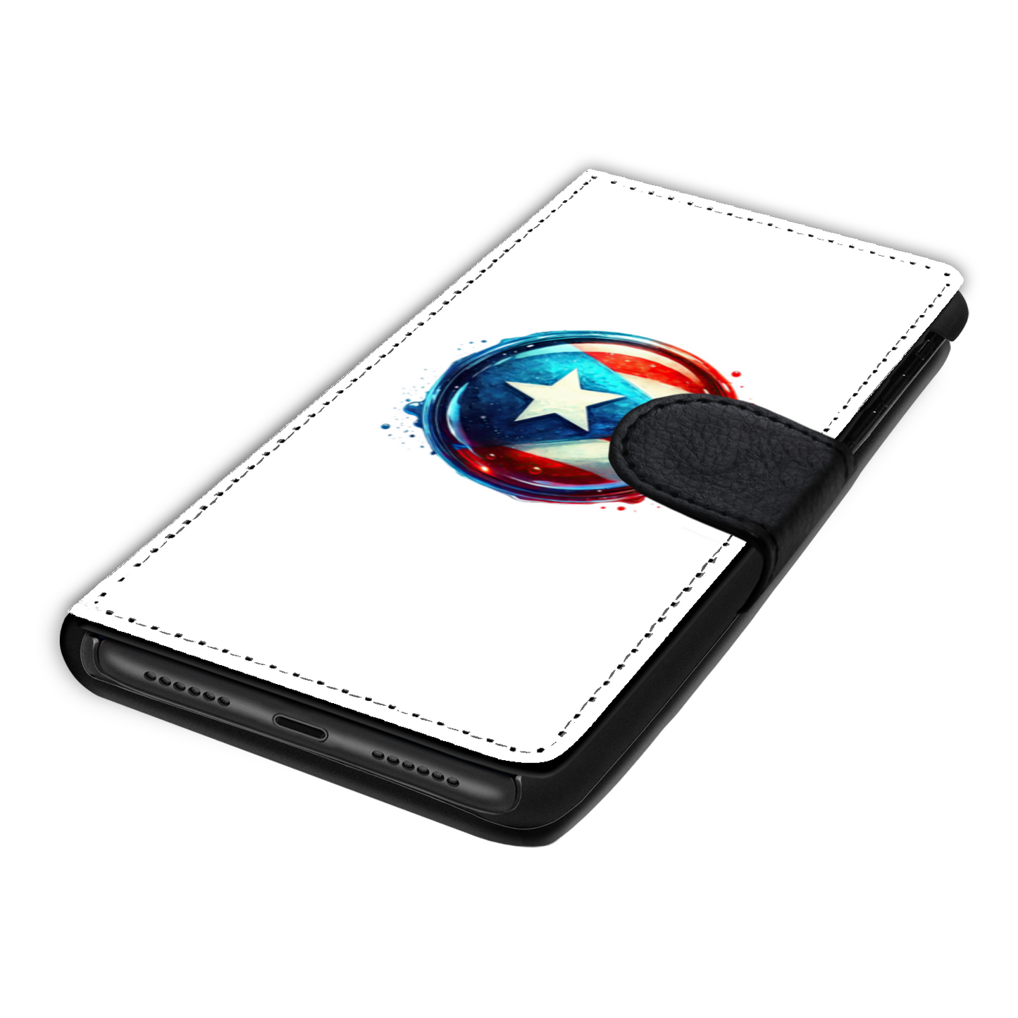 Puerto Rico Flag Seal Faux Leather Wallet Phone Case - White