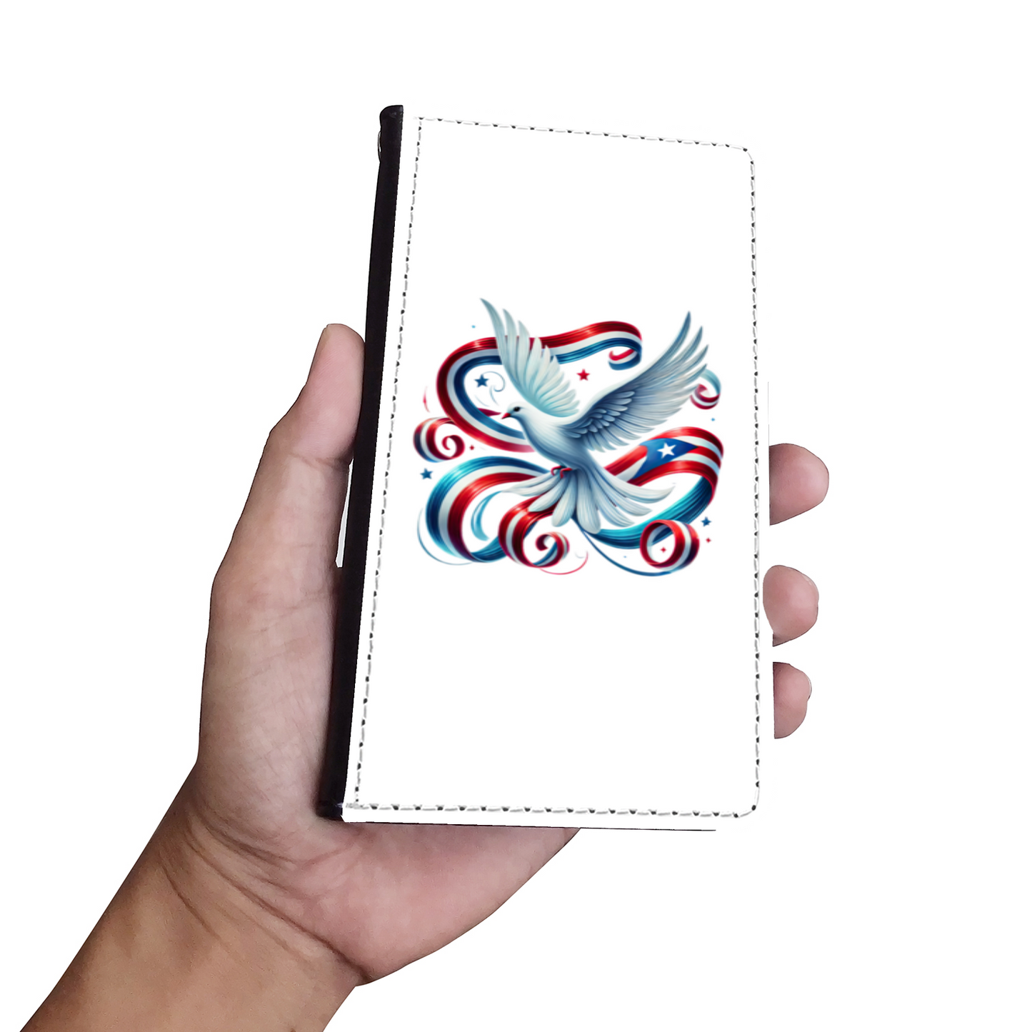 Puerto Rican Dove & Flag Faux Leather Wallet Phone Case-White