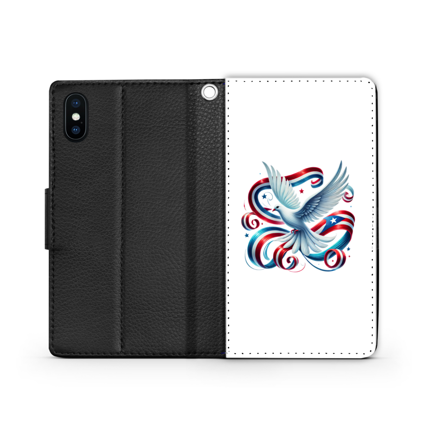 Puerto Rican Dove & Flag Faux Leather Wallet Phone Case-White