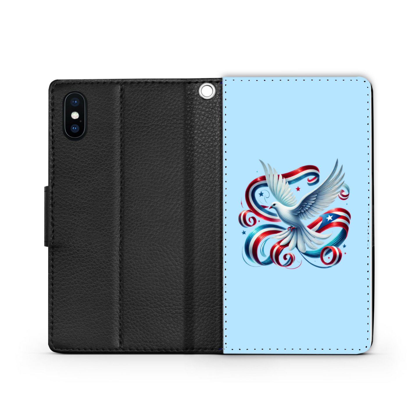 Puerto Rican Dove & Flag Faux Leather Wallet Phone Case-Diamond