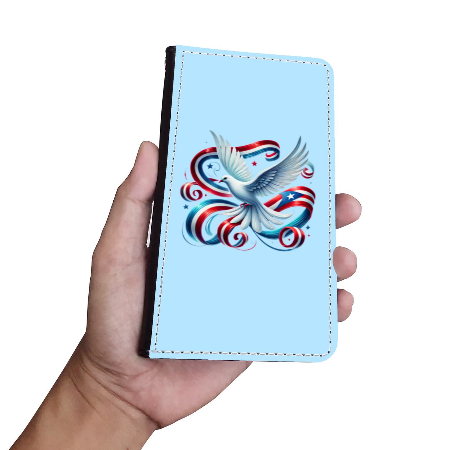 Puerto Rican Dove & Flag Faux Leather Wallet Phone Case-Diamond