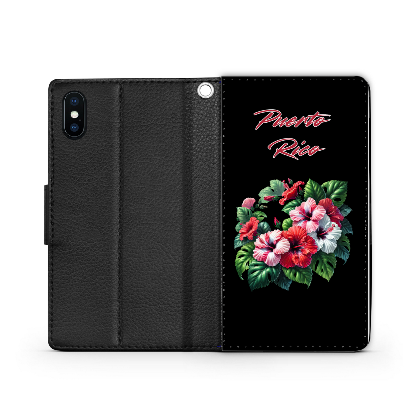 Puerto Rico Tropical Flowers Faux Leather Wallet Phone Case