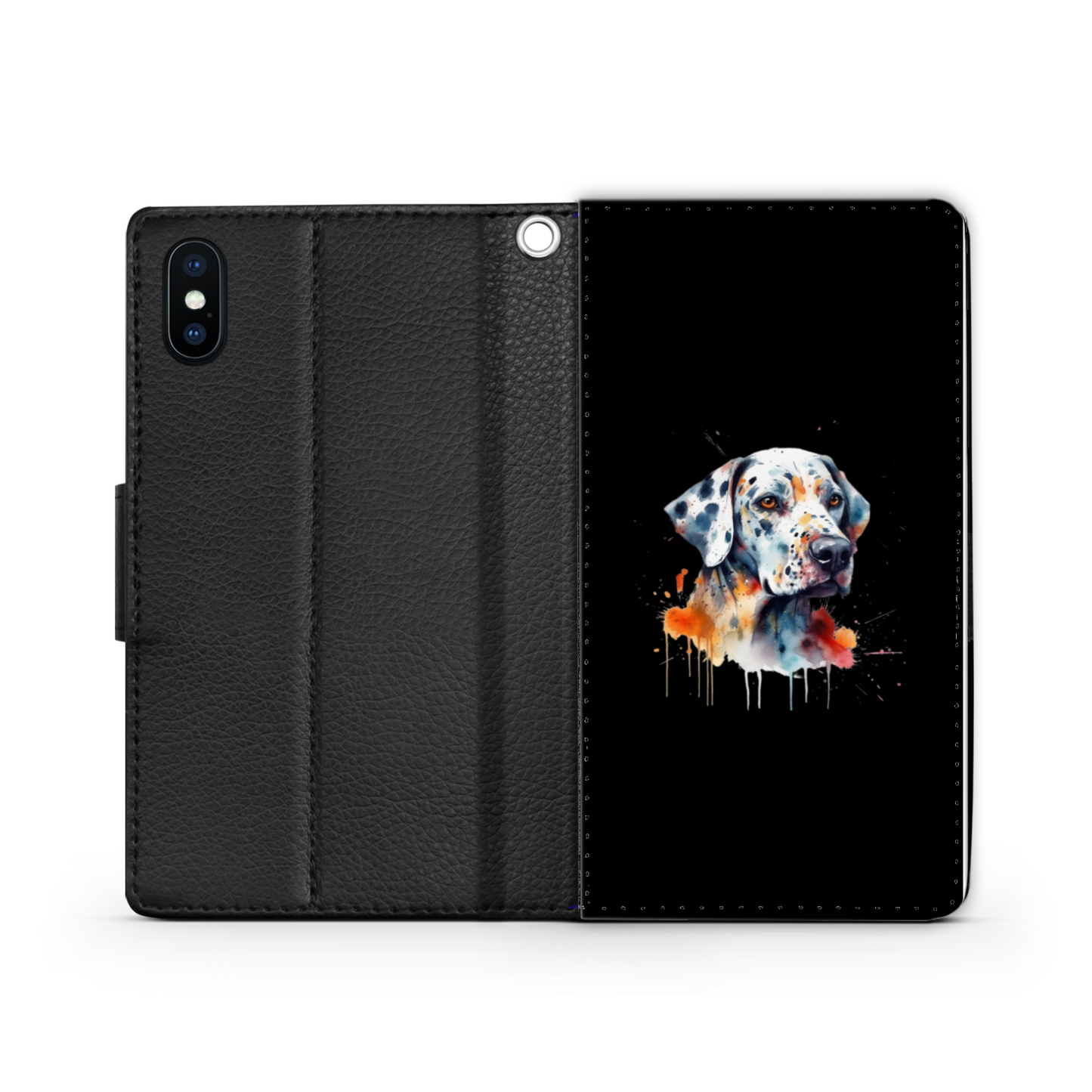 Dalmatian Abstract Watercolor Faux Leather Wallet Phone Case