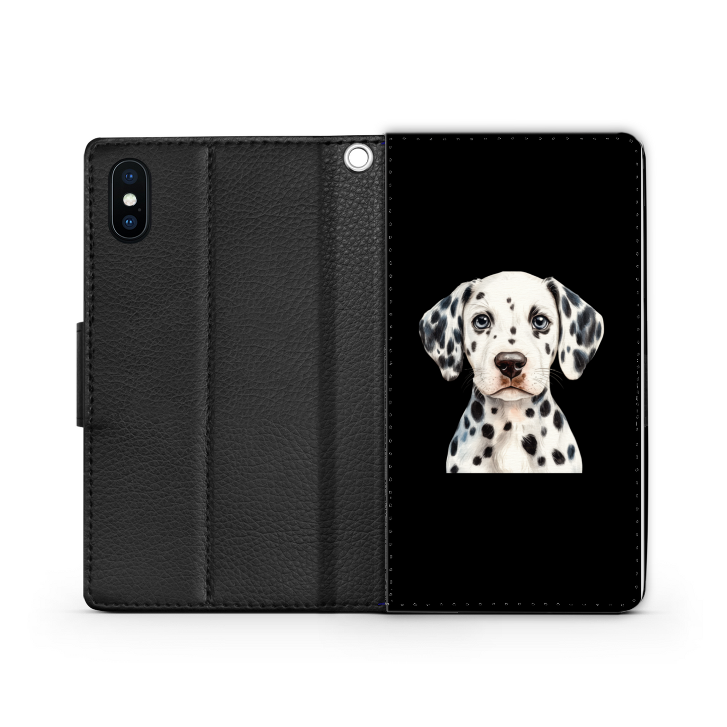 Dalmatian Puppy Faux Leather Wallet Phone Case-Black